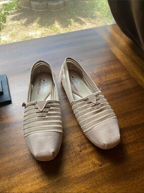BOBS from Skechers Women's Light Beige Slip-On Flats (Wide width)